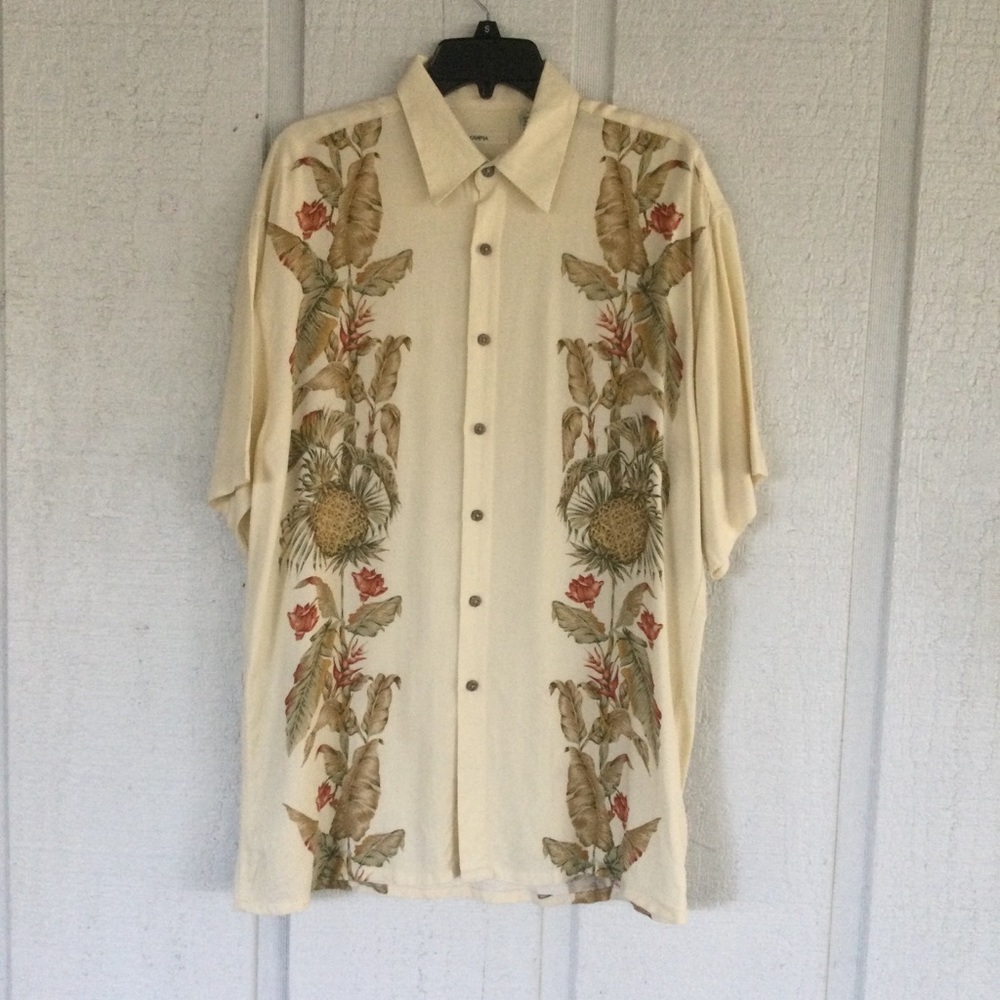 Moda Campia Moda Print Rayon Button Front Hawaiian shirt Size M #T6